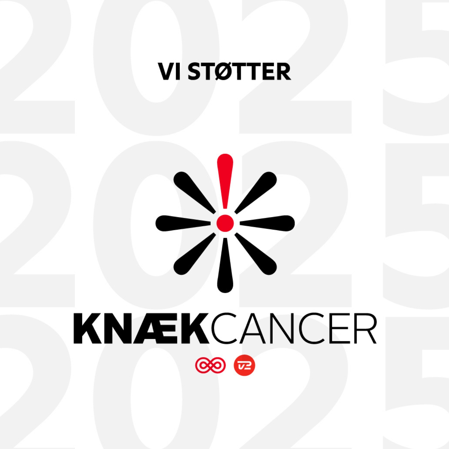 Grafik med tekst og logo, støtter bekæmpelse af knækcancer.